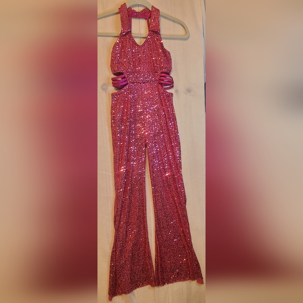 Revolution Tenth House dance costume hot pink sequin jumpsuit Cadent TH24169 LC